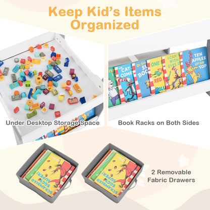 Kids Wooden Activity Table | Grey Dual-Surface & Storage