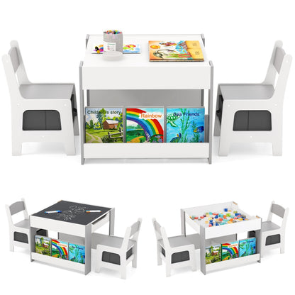 Kids Wooden Activity Table | Grey Dual-Surface & Storage