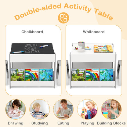 Kids Wooden Activity Table | Grey Dual-Surface & Storage