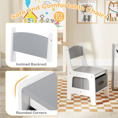 Kids Wooden Activity Table | Grey Dual-Surface & Storage