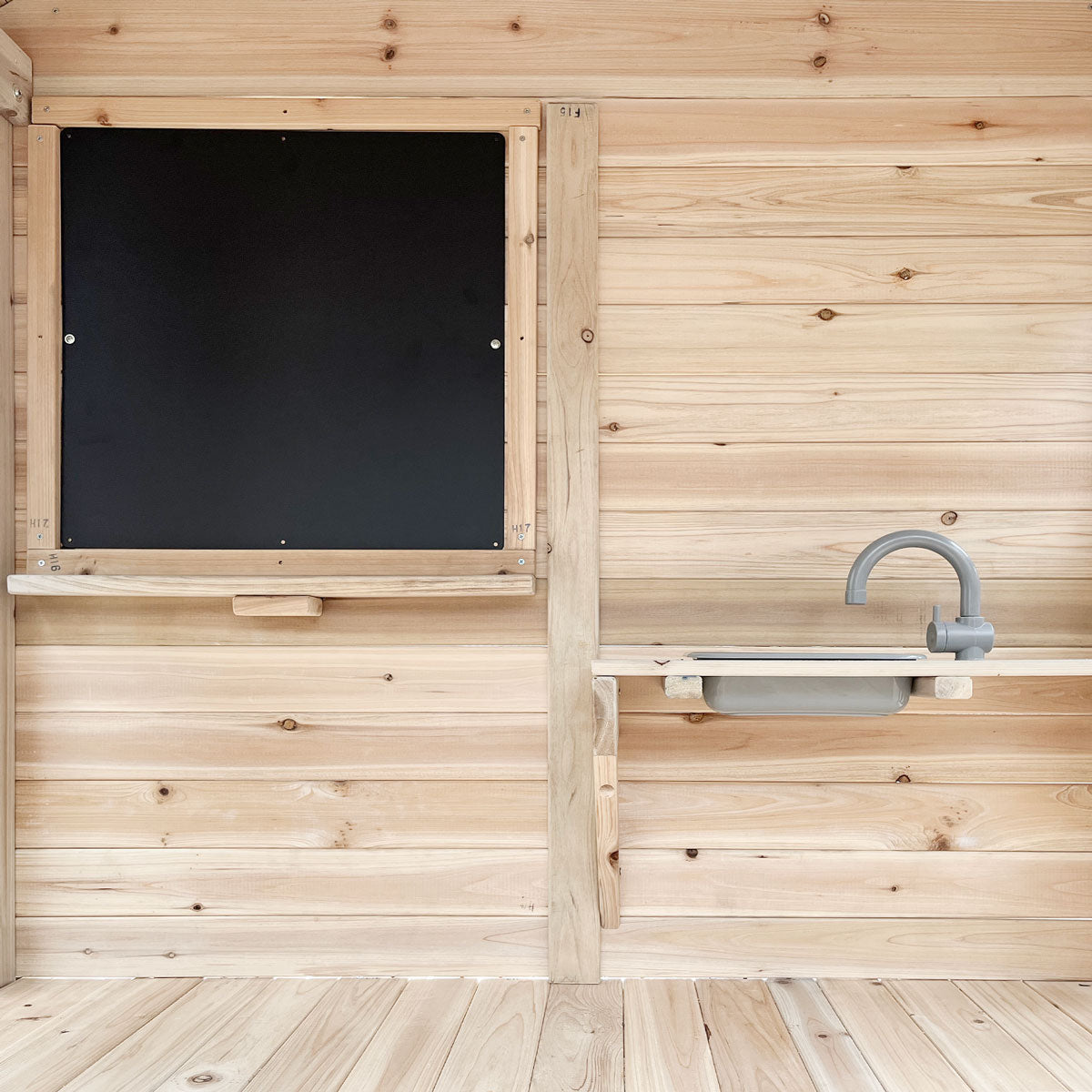 Kingston Wooden Cubby House with Slide, Swings, and Monkey Bars for backyard fun.