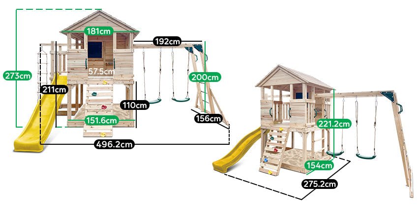 Kingston Timber Cubby House with Mega Slide for backyard fun and imaginative play.