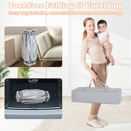 Large Baby Playpen | Spacious Grey Mesh Enclosure with Zipper