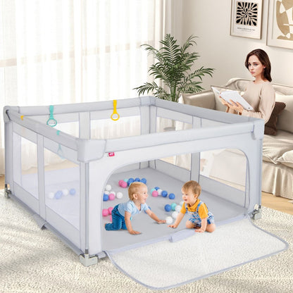 Large Baby Playpen | Spacious Grey Playard with Ocean Balls
