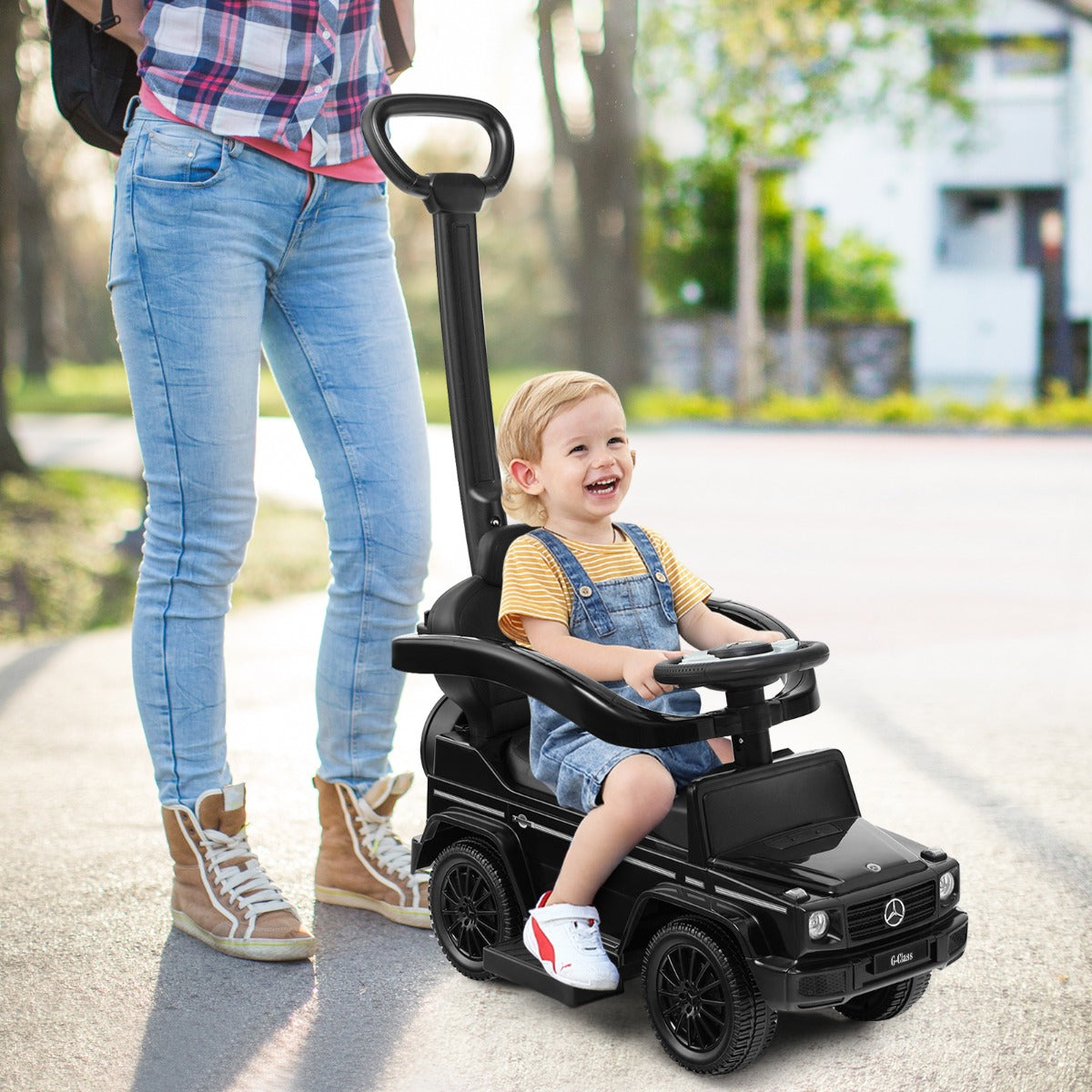 Mercedes-Benz 3-in-1 Toddler Ride-On Car with Push Handle | Stylish, versatile toy car for kids.