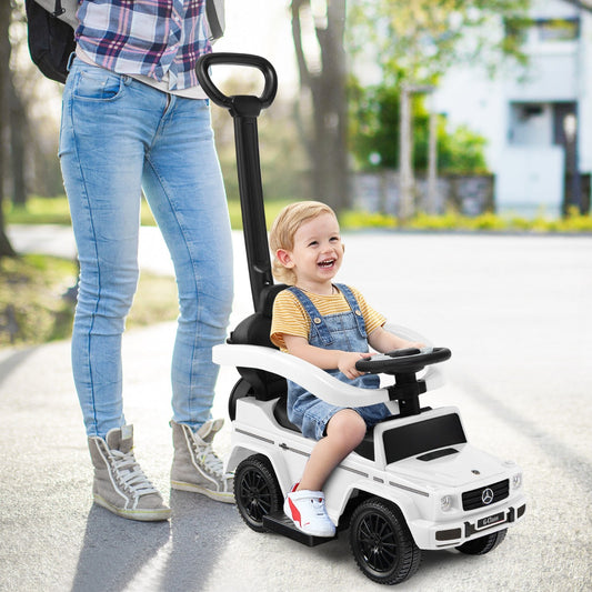 Mercedes-Benz 3-in-1 Ride On Push Car for Toddlers in White, perfect for indoor/outdoor play