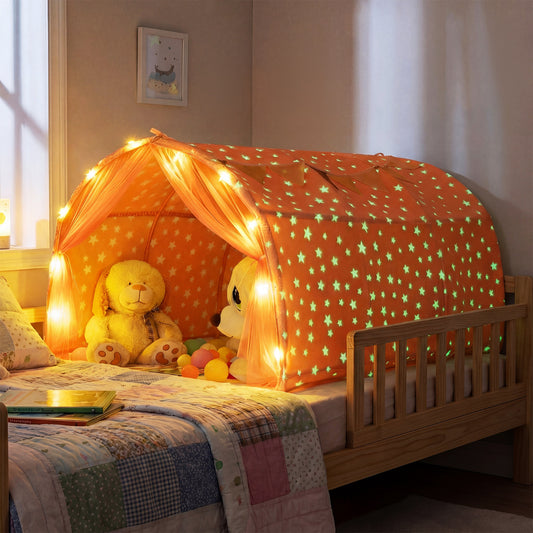 Pink Twin Bunk Bed Tent | Glow In The Dark Stars & Privacy