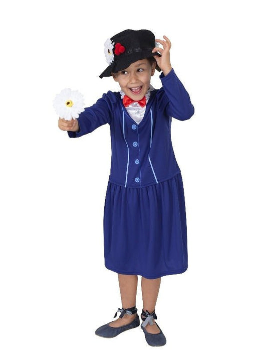 Mary Poppins Disney kids costume with hat, perfect for imaginative play at home.