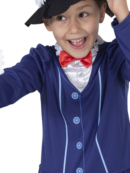 Disney Mary Poppins kids costume with hat for imaginative role play at home.