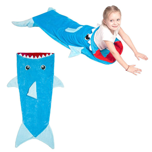 Kids shark tail blanket | plush mermaid throw for cozy & playful indoor snuggles.