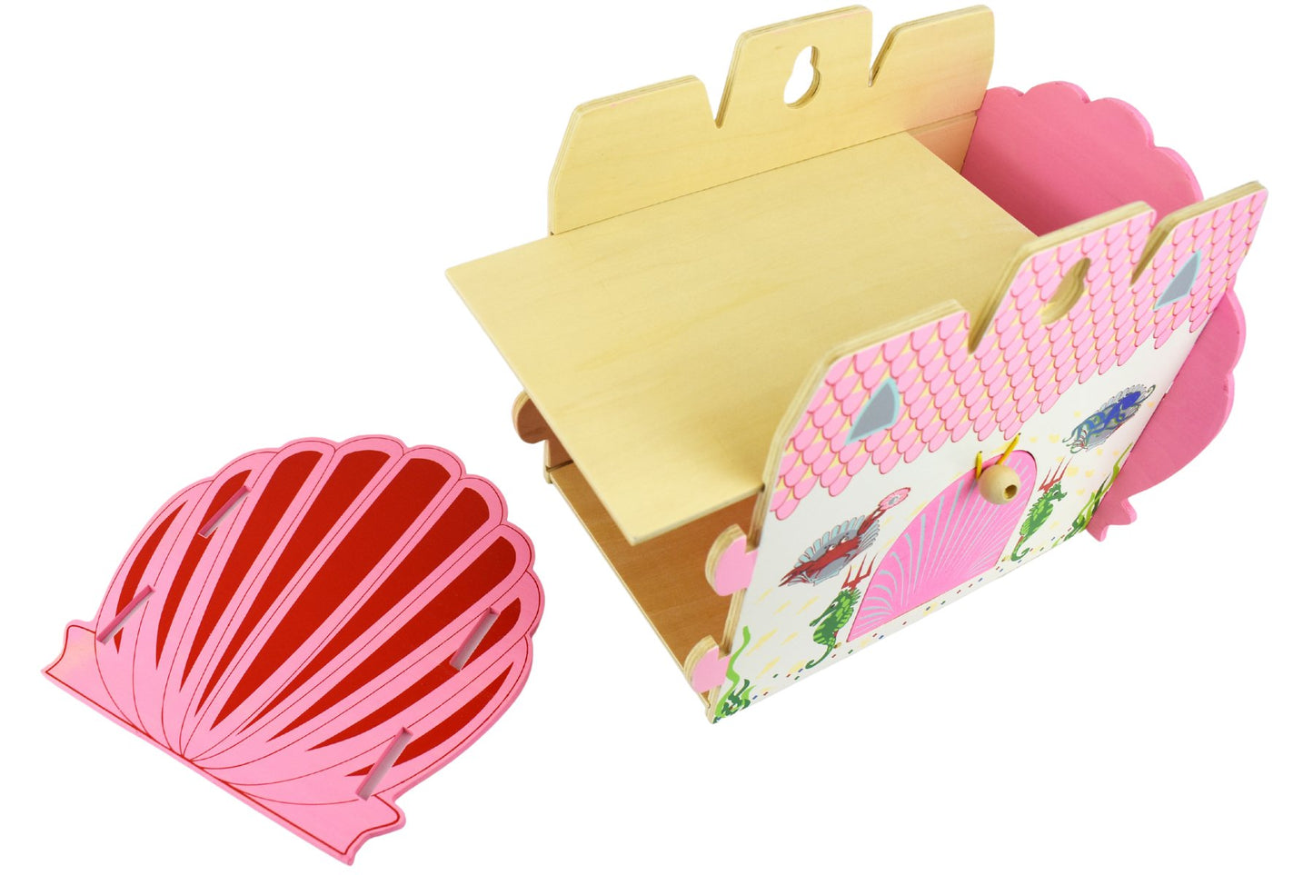 Wooden mermaid toy play set for imaginative play, enhancing creativity in kids at home.