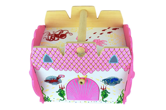 Mermaid-themed wooden play set for imaginative role play and creative fun at home.