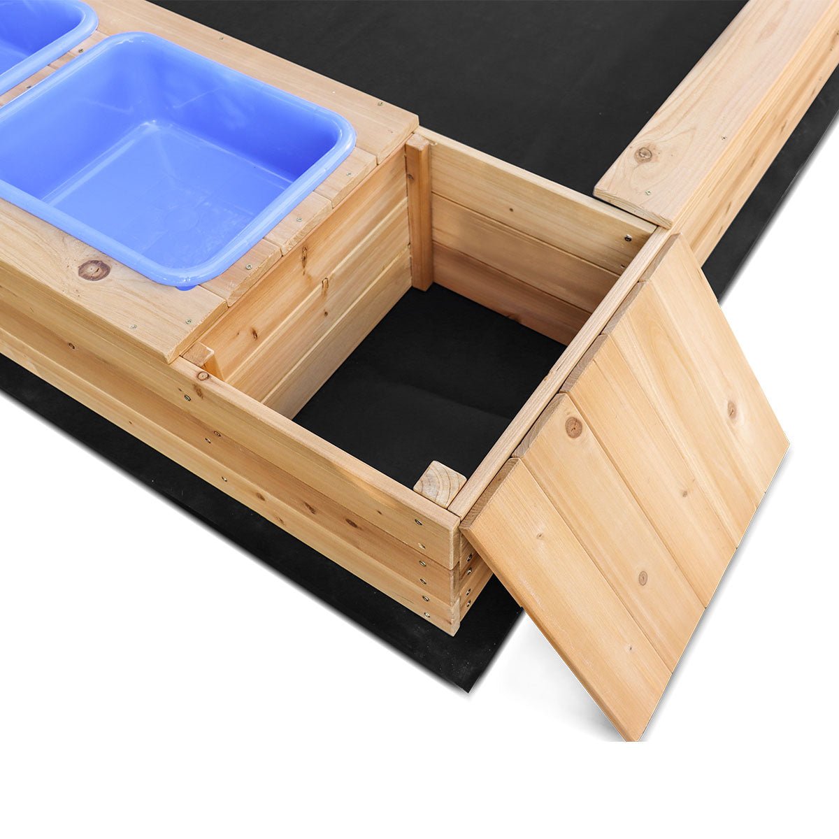 Lifespan Kids sandpit with storage and water play for backyard fun and creativity.