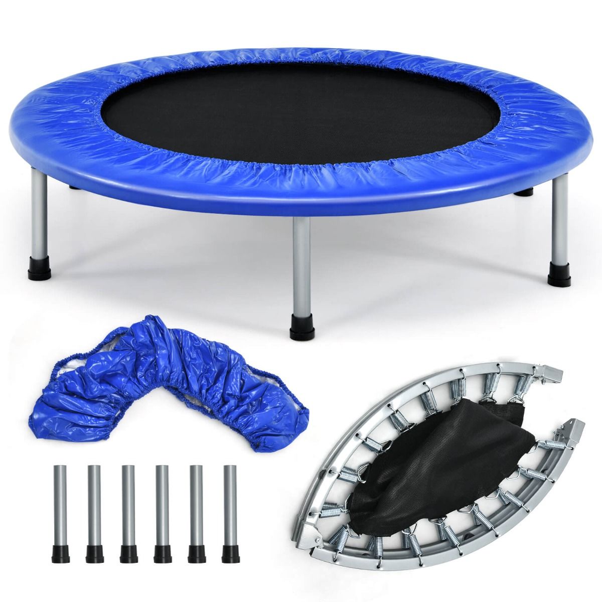 Foldable Kids Mini Trampoline with Safety Cover - 96cm