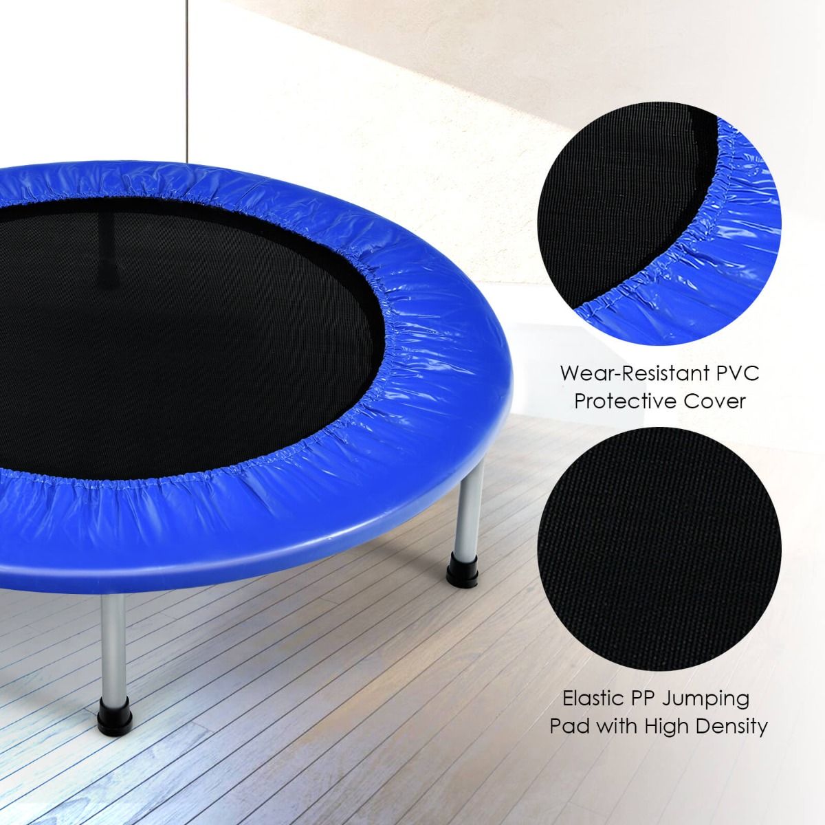 Foldable Kids Mini Trampoline with Safety Cover - 96cm