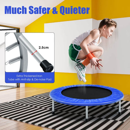 Foldable Kids Mini Trampoline with Safety Cover - 96cm