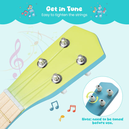 Light Blue Mini Ukulele | 4 Nylon Strings | Basswood Body 53cm