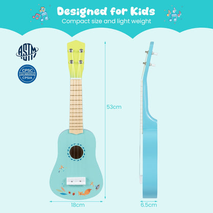 Light Blue Mini Ukulele | 4 Nylon Strings | Basswood Body 53cm