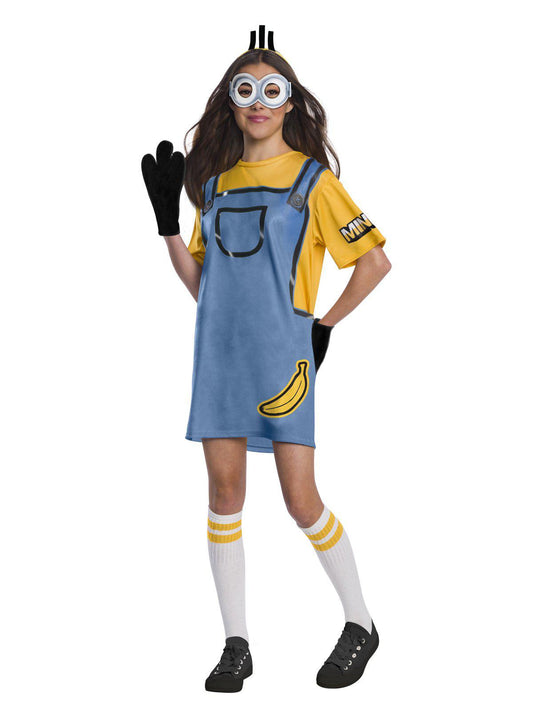 Minions Rise of Gru costume set for kids with t-shirt and accessories for home play.