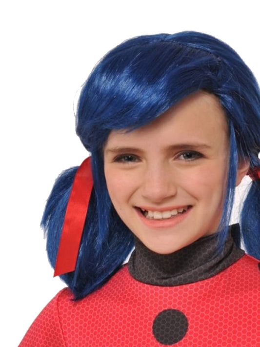 Miraculous Ladybug blue pigtail wig, perfect for kids costume play at home.