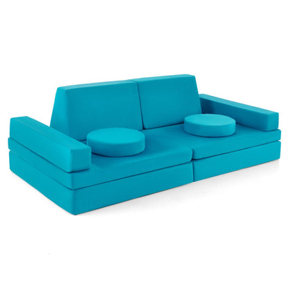 8 Piece Green Foam Sofa | Washable Modular Kids Furniture Set