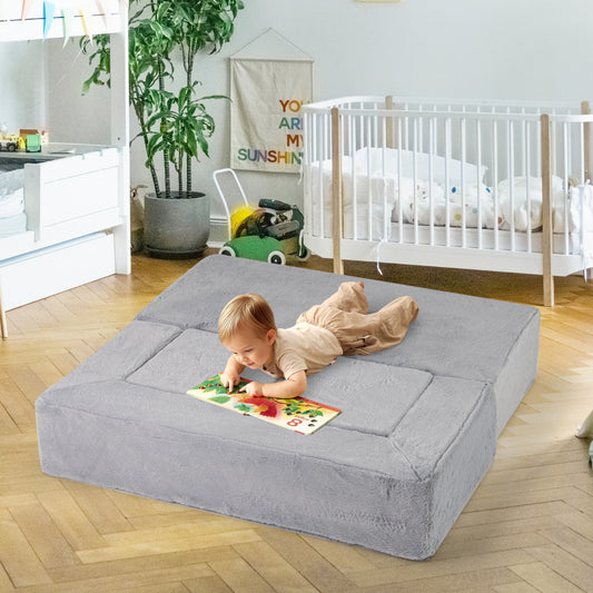 Modular Kids Foam Sofa Couch | Convertible Grey Armchair