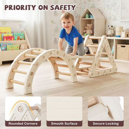 5-in-1 Montessori Climbing Set | Triangle Arch Ladder | Coffee