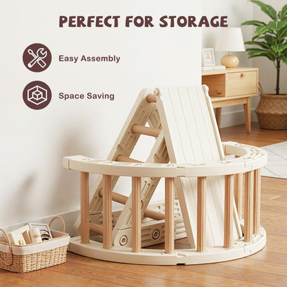 5-in-1 Montessori Climbing Set | Triangle Arch Ladder | Coffee