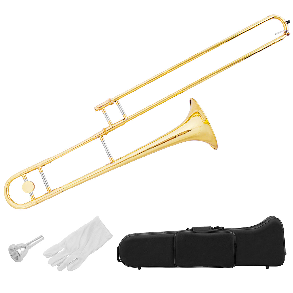 Kids brass trombone set for beginners - perfect musical instrument kit for young musicians.