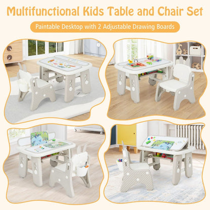 Kids activity table set with flip top and storage for arts and crafts playtime.