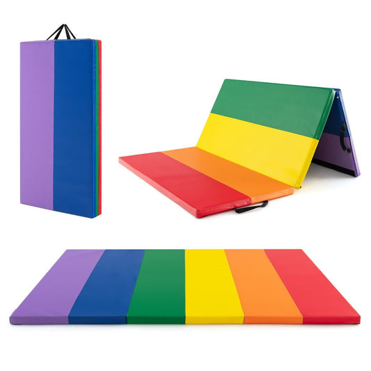 Colorful, foldable EPE gymnastics mat ideal for kids and adults, great for home workouts.