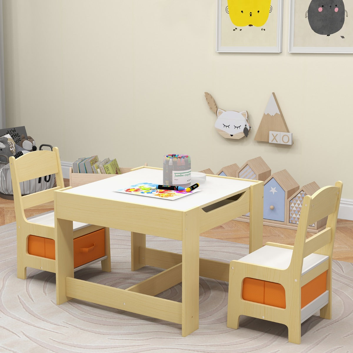 Kids 3-in-1 Table and Chair Set | Versatile activity station with storage for home fun.