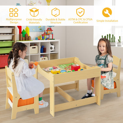 Kids 3-in-1 Activity Table and Chair Set with Storage - Ideal for creative play and organization.