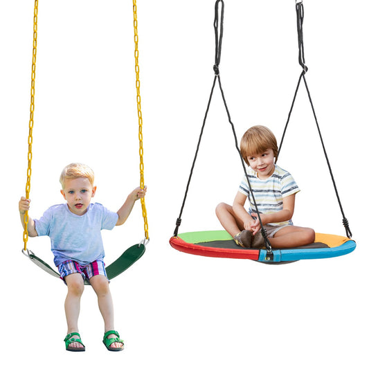 2 Piece Belt & Saucer Tree Swing Set | Adjustable Rope 150kg