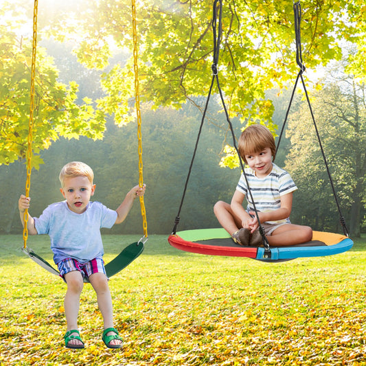 2 Piece Belt & Saucer Tree Swing Set | Adjustable Rope 150kg