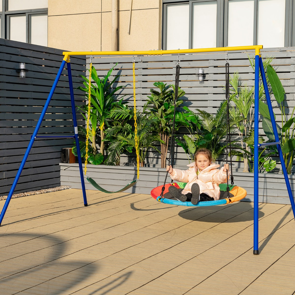 2 Piece Belt & Saucer Tree Swing Set | Adjustable Rope 150kg