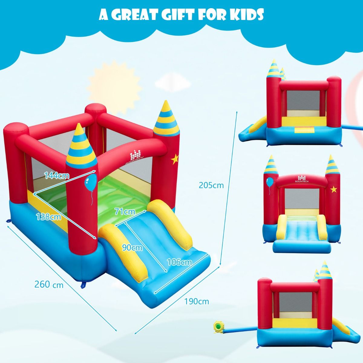 Kids 2-in-1 inflatable bounce house and slide set with blower for active indoor fun