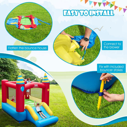 Kids 2-in-1 Inflatable Bounce House & Slide Set with Blower - Fun home play equipment