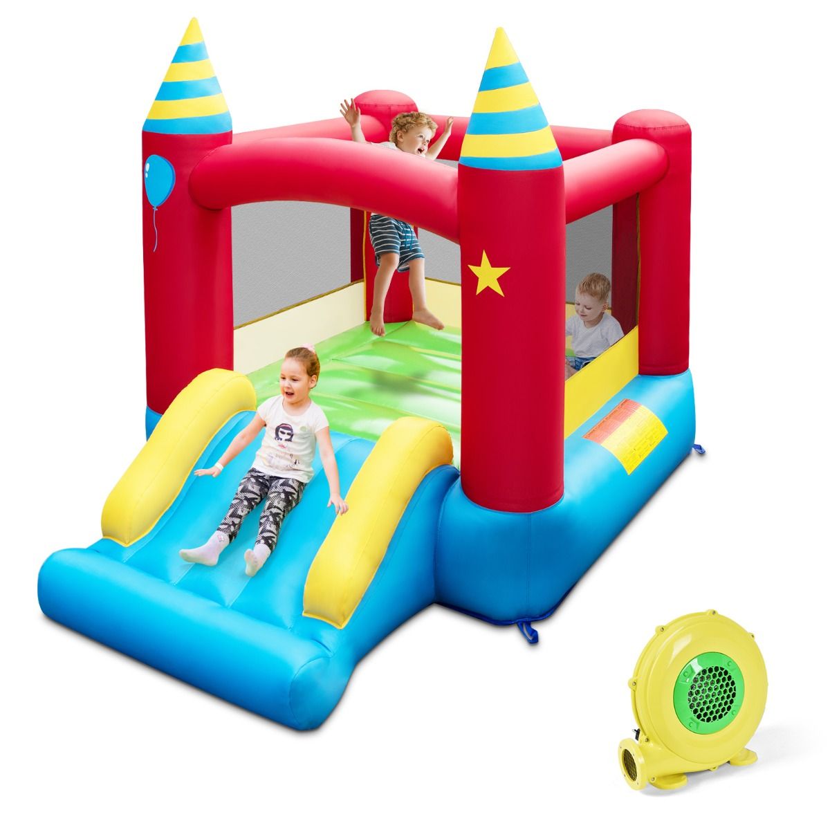 Kids 2-in-1 Inflatable Bounce House & Slide Set with Blower for backyard fun and entertainment