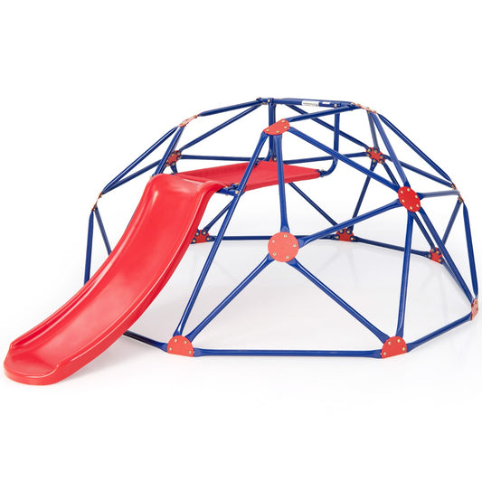 Kids 8ft Geometric Dome Climber and Slide Playground Set for backyard play and climbing fun.