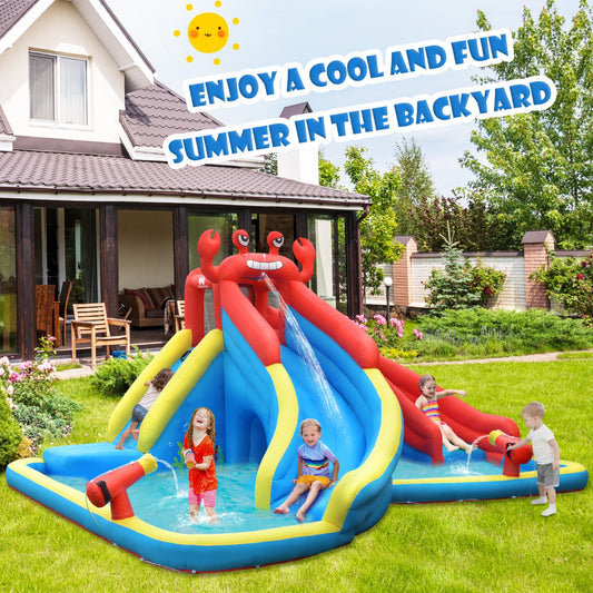 Colorful Crab Inflatable Water Slide | Climbing Wall & Splash Pool