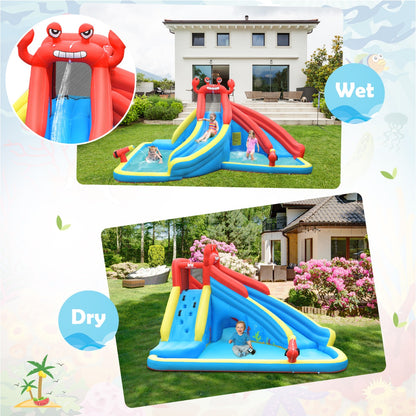 Colorful Crab Inflatable Water Slide | Climbing Wall & Splash Pool