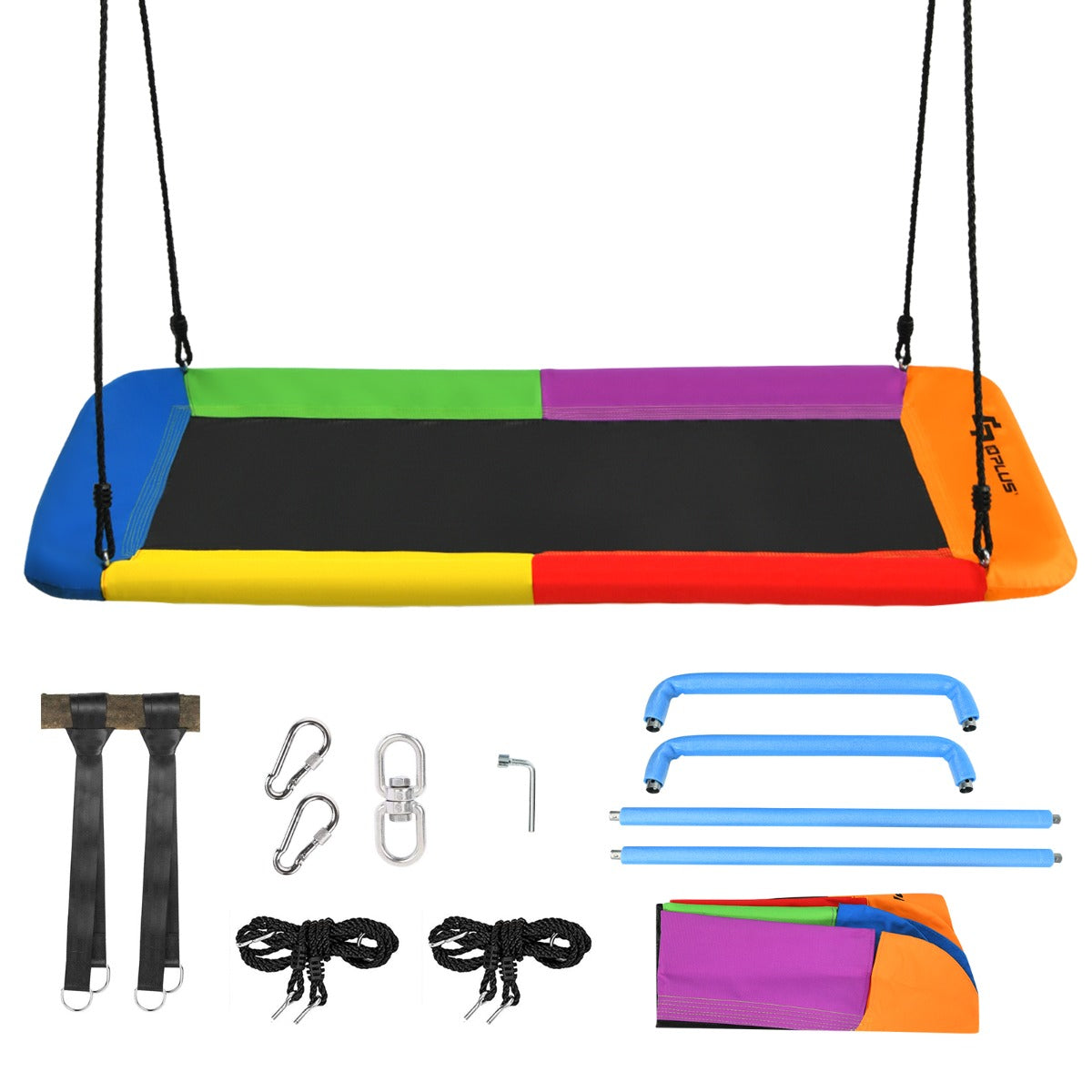 Kids Tree Swing Set | Adjustable Ropes in Green Navy Blue & Colorful