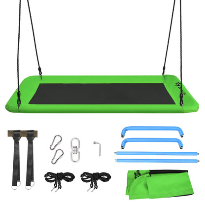 Kids Tree Swing Set | Adjustable Ropes Green Navy Blue Colorful