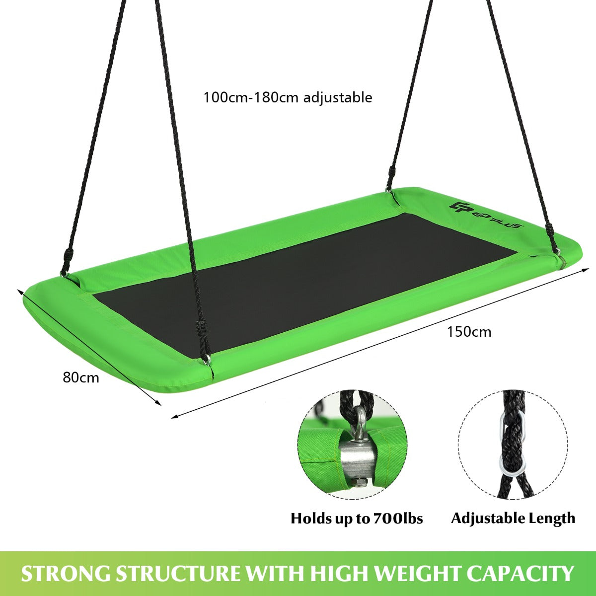 Kids Tree Swing Set | Adjustable Ropes Green Navy Blue Colorful
