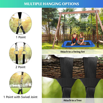 Kids Tree Swing Set | Adjustable Ropes in Green Navy & Colorful