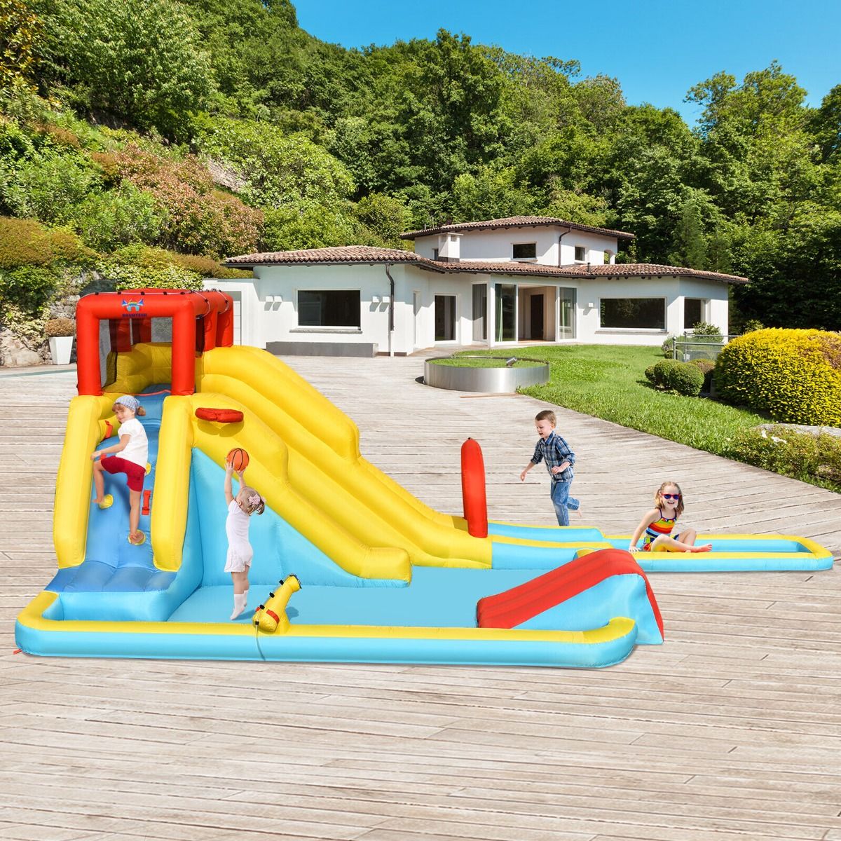 Kids Inflatable Water Slide Park & Bounce House - No Blower