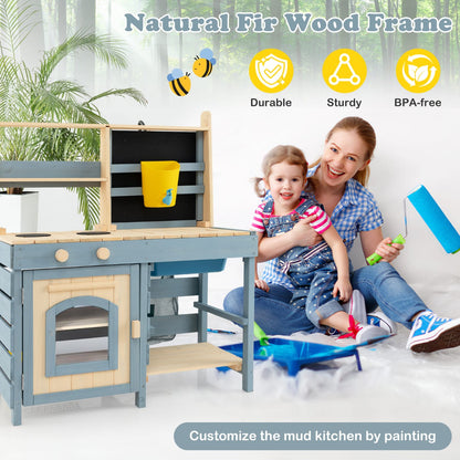 2 In 1 Kids Mud Kitchen & Grocery Store | Blue Fir Wood