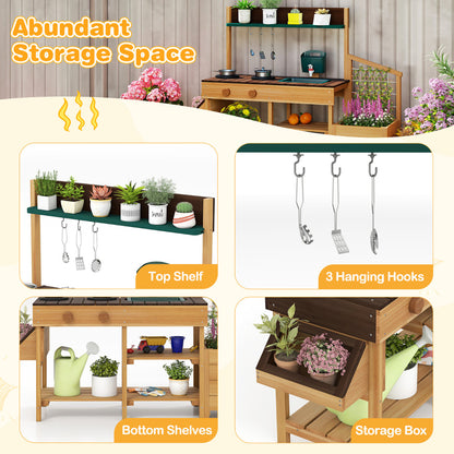 Wooden Play Kitchen With Removable Faucet & Planters | Natural
