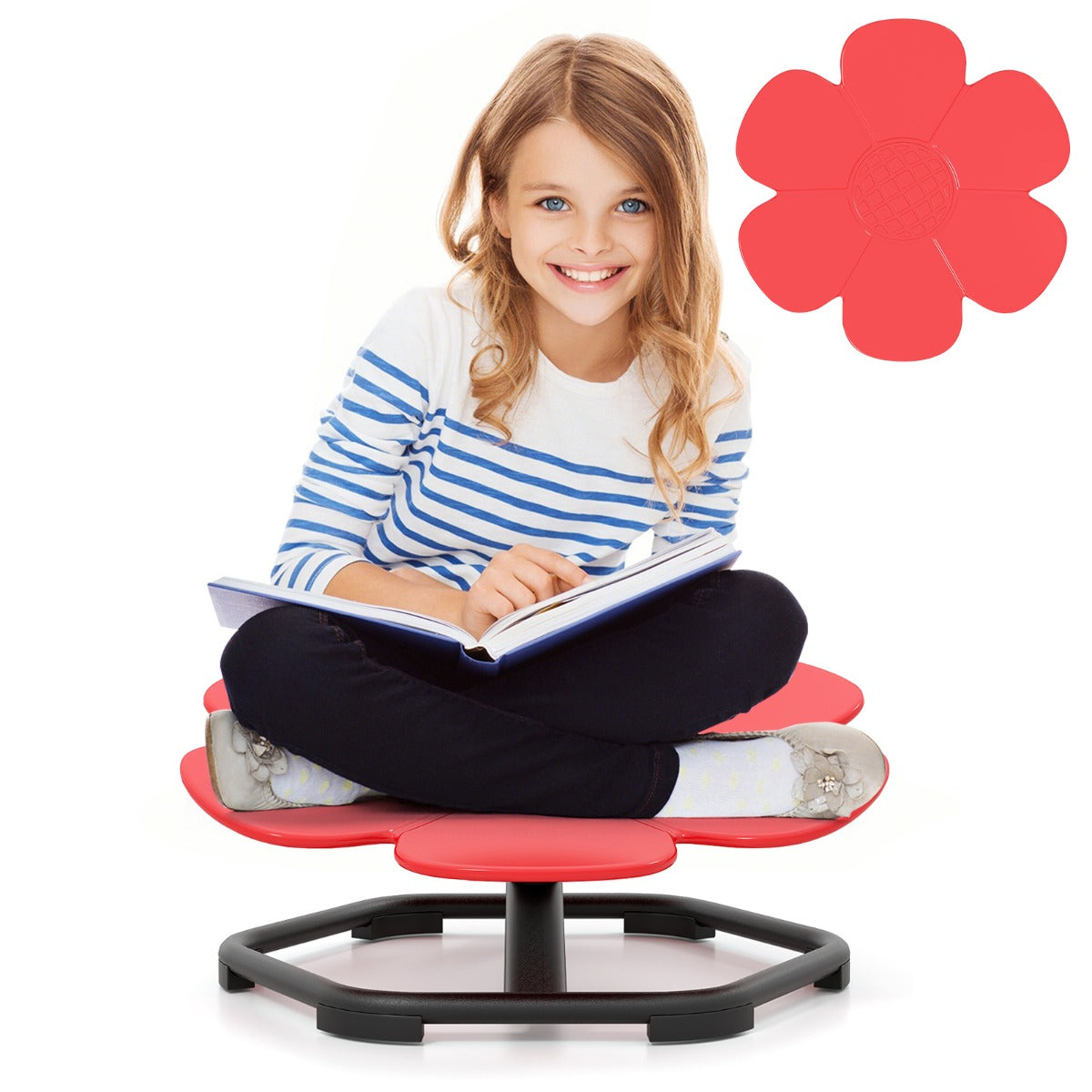 Kids Petal Swivel Chair 360° Spinning Sensory Seat | Red